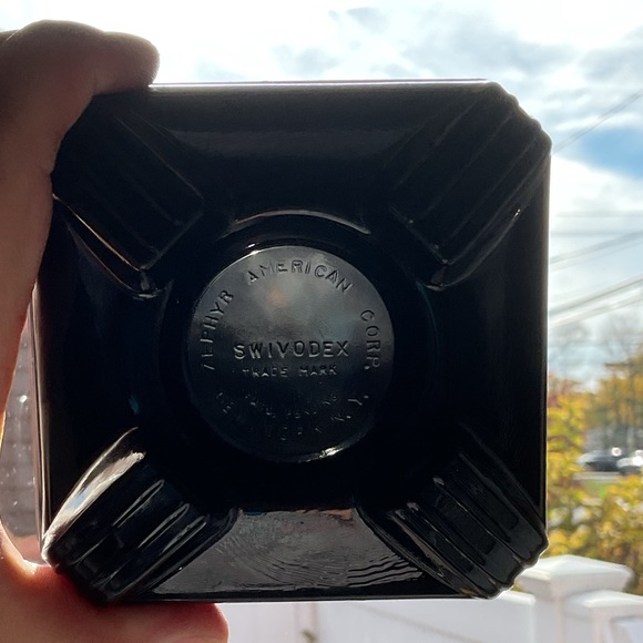 VINTAGE SWIVODEX ART DECO INKWELL 1930 BLACK SMOKE GLASS ZEPHYR AMERICAN CORP. - Picture 10 of 10